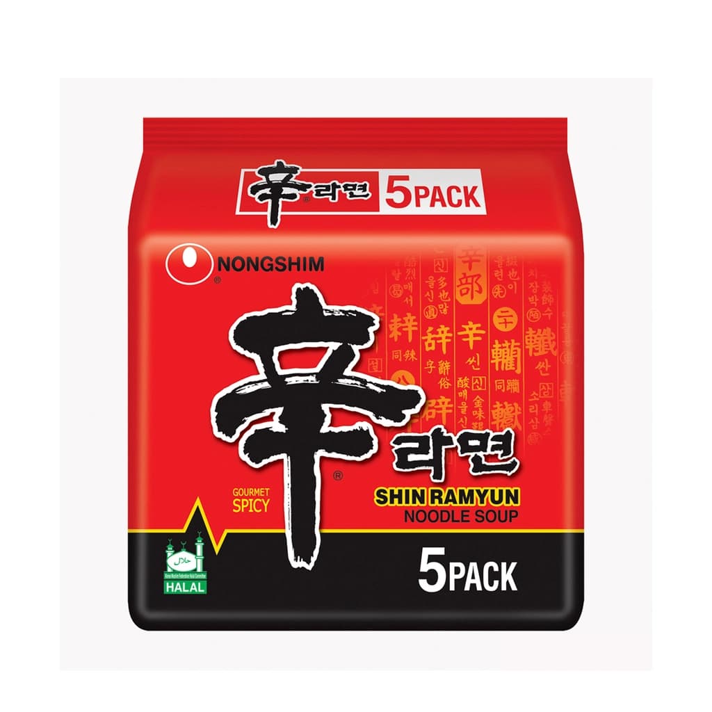 Nong Shim Instant Noodle Spicy 120G. Pack 5