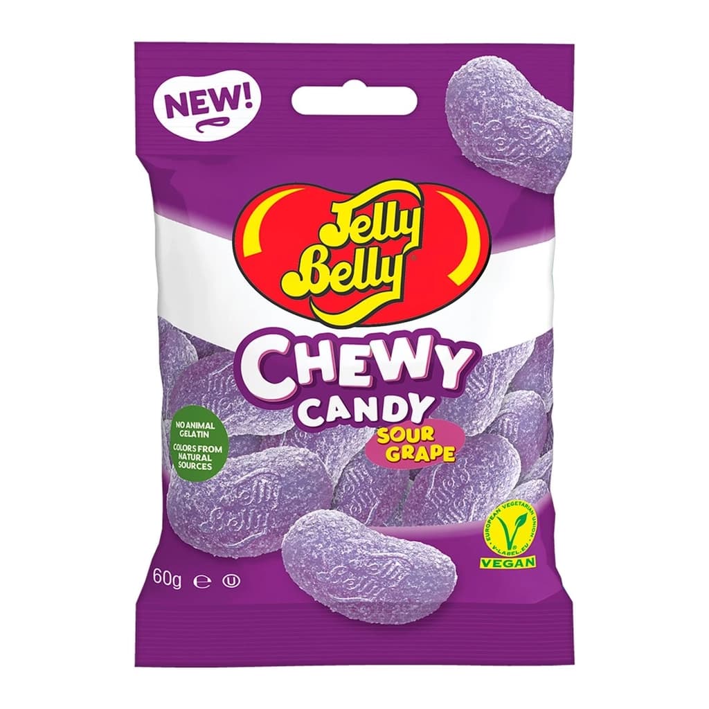 Jelly Belly Chewy Candy Sours Grape 60G.