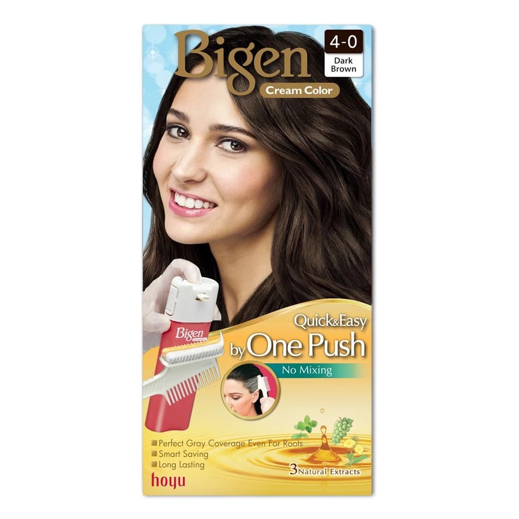 Bigen One Push Dark Brown Hair Color Cream No.4-0 80G.