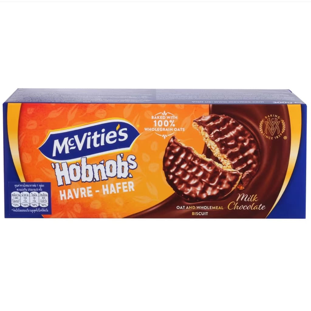 Mcvities Hob Nobs Oat and Wholemeal Milk Chocolate Biscuits 300G.