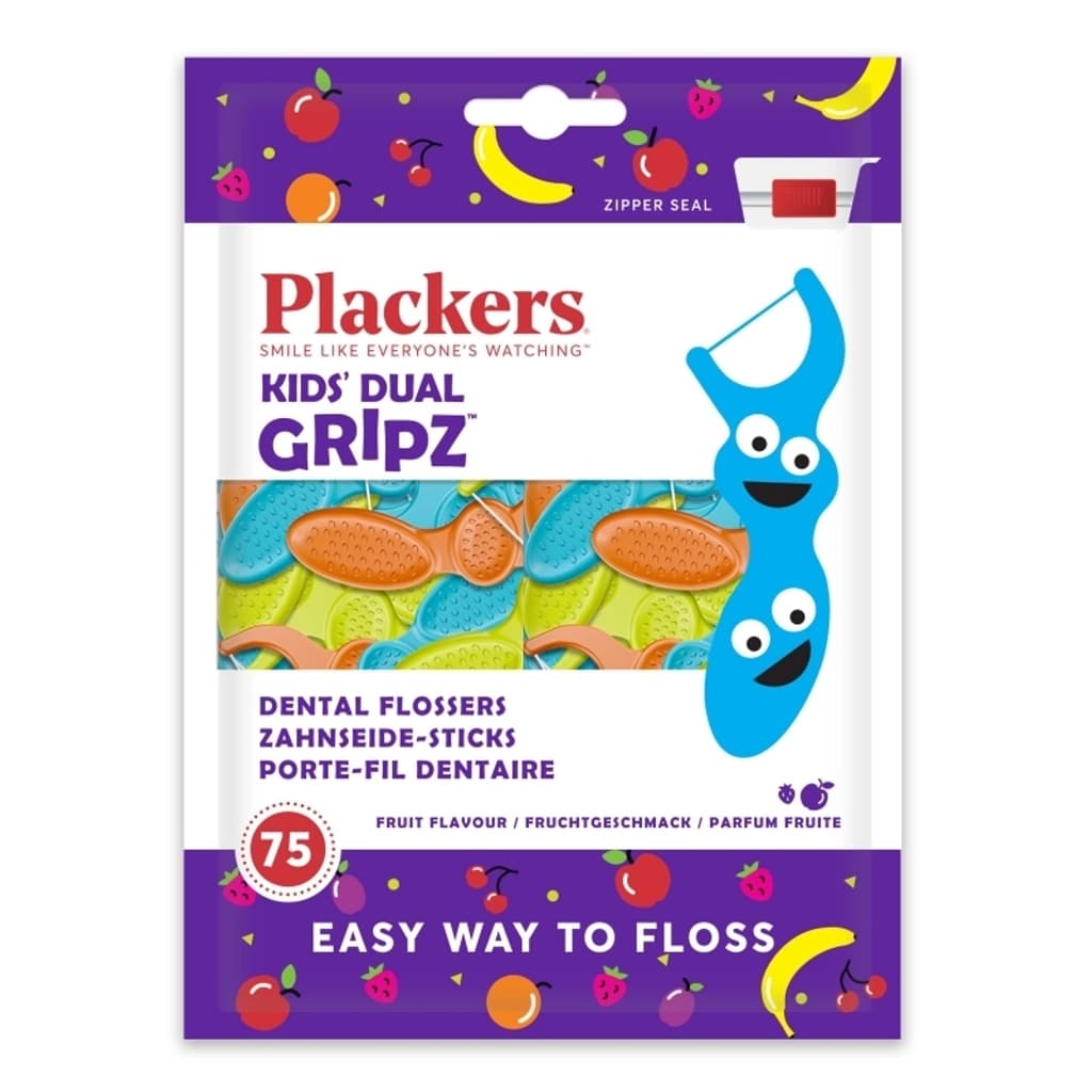 Plackers Flosser Kid's Dual Gripz 89G.
