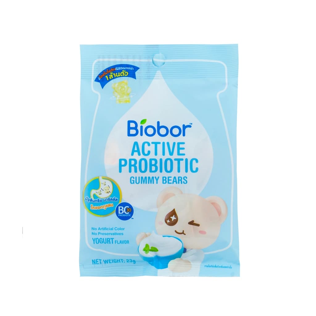 ไบโอบอร์ แอคทีฟ โพรไบโอติก กัมมี่ แบร์  โยเกิร์ต เฟลเวอร์ (วุ้นเจลาตินสำเร็จรูปผสมโพรไบโอติก กลิ่นโยเกิร์ต) 23ก 1x8