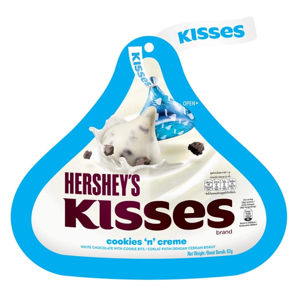 Hershey's Kisses Pouch Cookies and Cream Chocolate 82G.