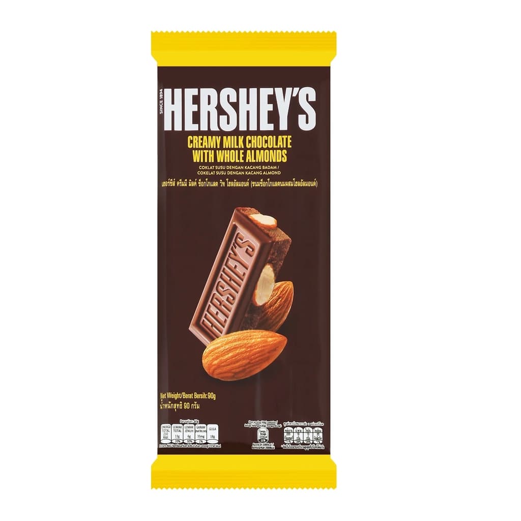 HERSHEY'S BAR MILK ALMONDS 90G(1X12)