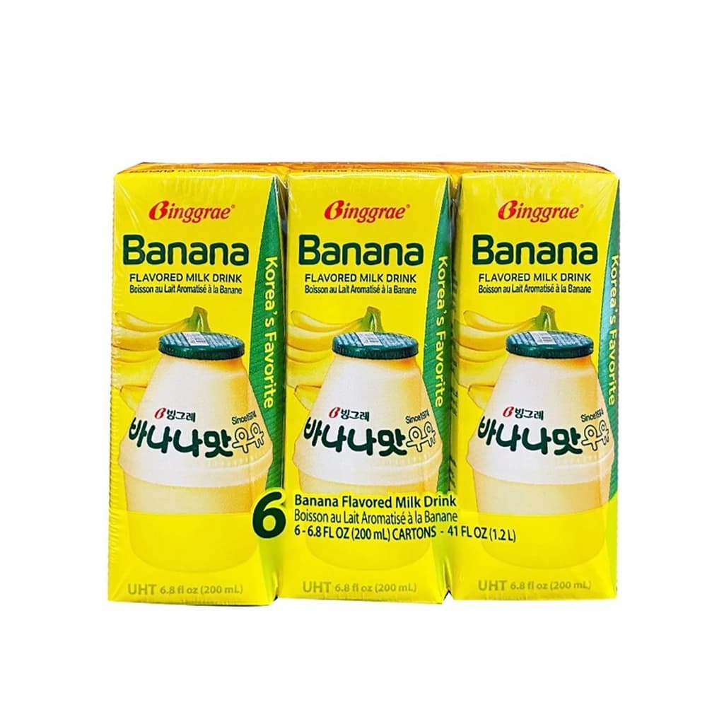 Binggrae Banana Flavored Milk Drink 200ML. Pack 6