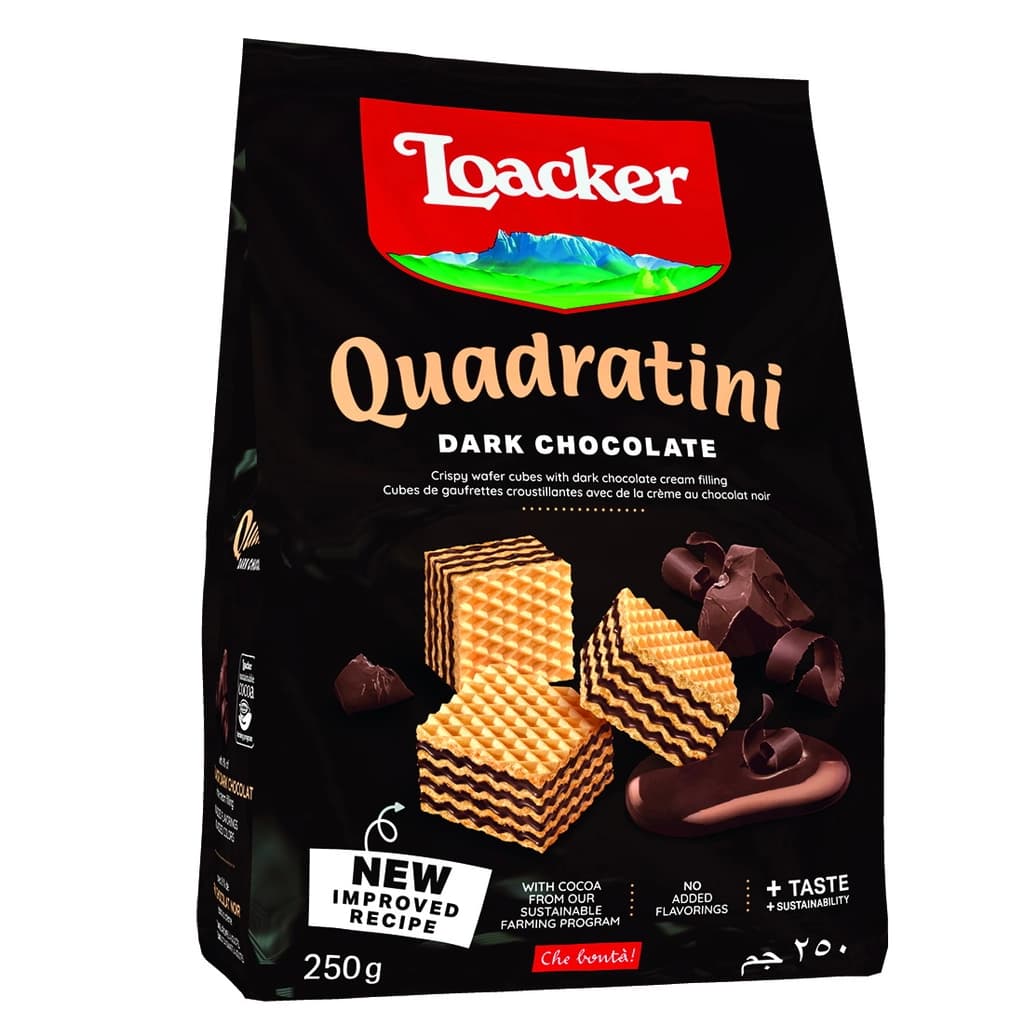 Loacker Quadratini Dark Chocolate Wafer 250G.