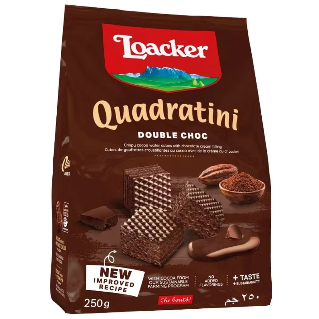 Loacker Quadratini Double Choc 250G.