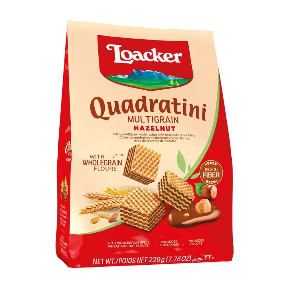 Loacker Quadratini Multigrain Hazel 220g. (1X18)