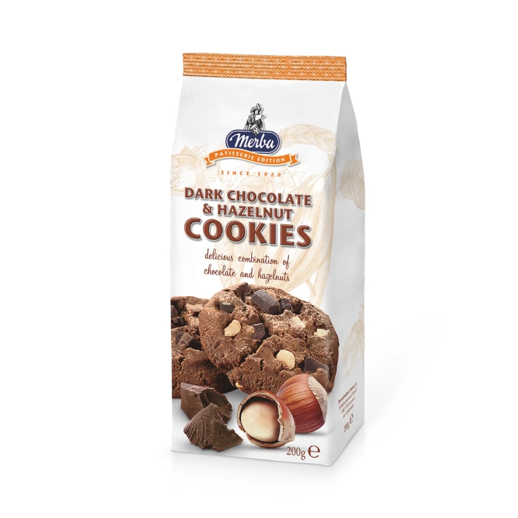 Merba Dark Chocolate and Hazelnut Cookies 200G.
