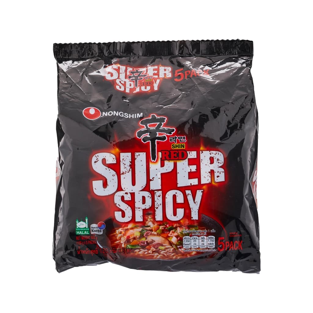 Nongshim Shin Red Super Spicy 120G. Pack 5