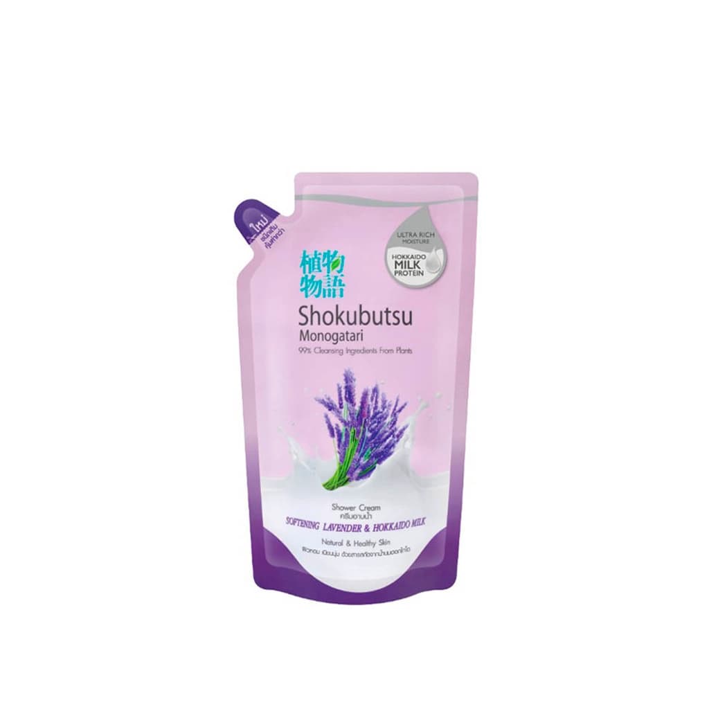 Shokubutsu Softening Lavender And Hokkaido Milk Shower Cream Refill 500ML. 