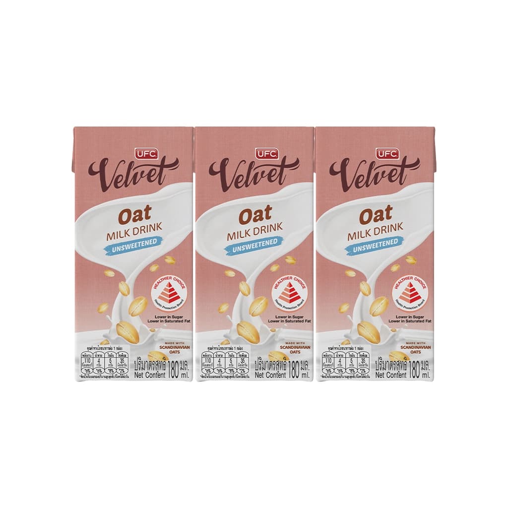 UFC Velvet Oat Milk Drink Unsweetened 180ML. Pack 3