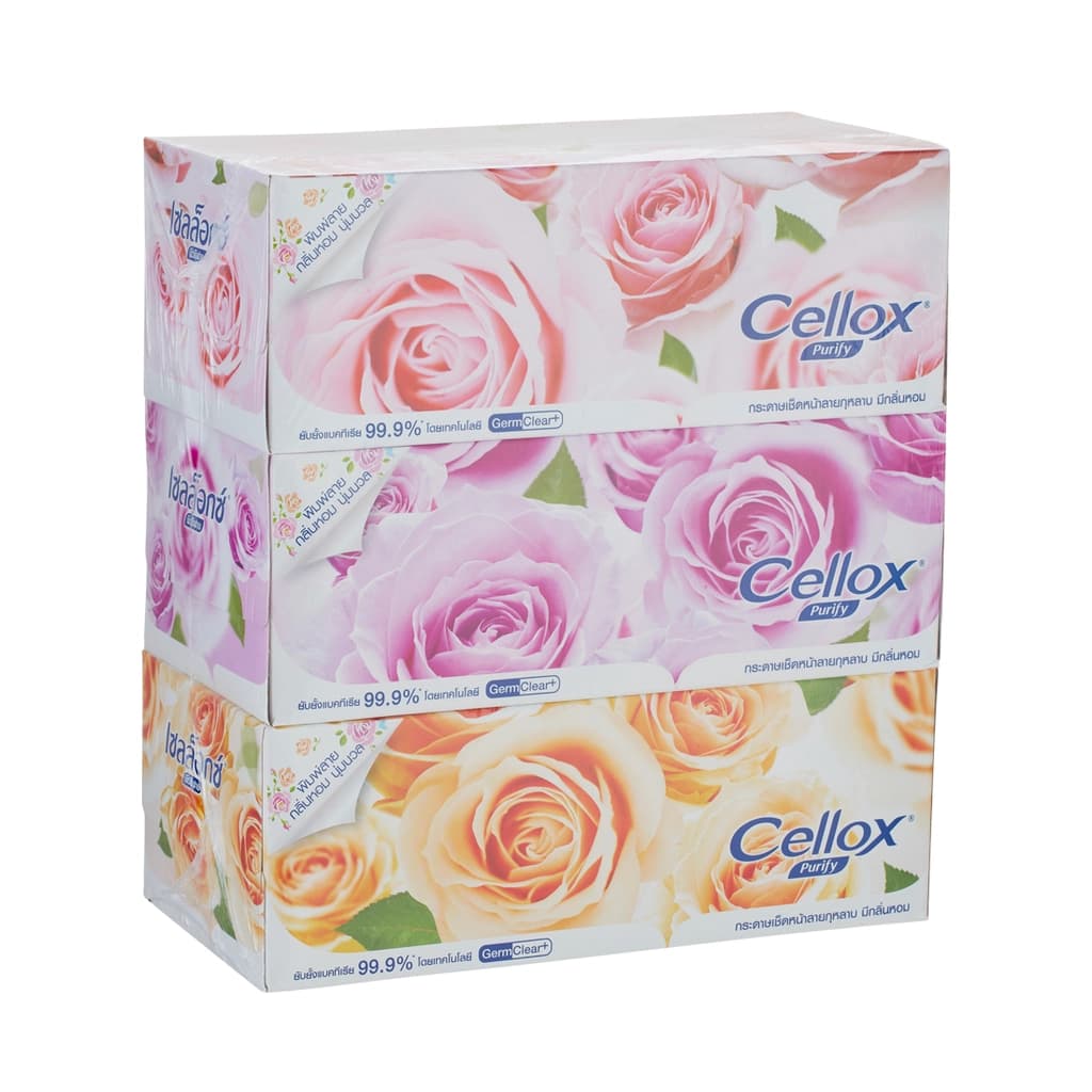 Cellox Purify Facial Tissue Rosy 140sheets Pack 3