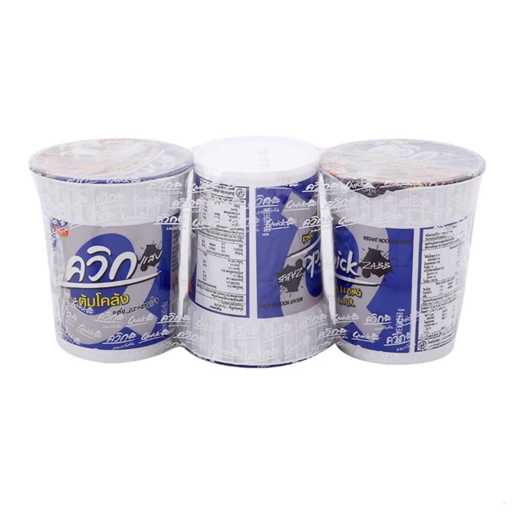 Wai Wai Quick Instant Noodles Cup Tom Klong 60G. Pack 3
