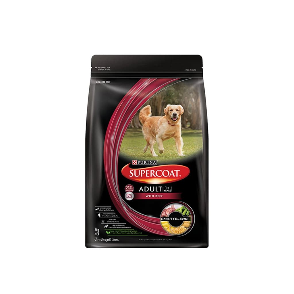 Purina Supercoat Dog Food Adult With Beef 3KG.