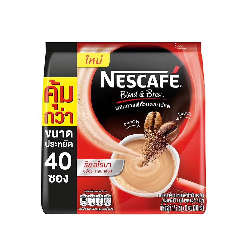 เนสกาแฟ เบลนด์แอนด์บรูริชอโรมากาแฟปรุงสำเร็จชนิดผง 17ก. แพ็ค 40 ซอง