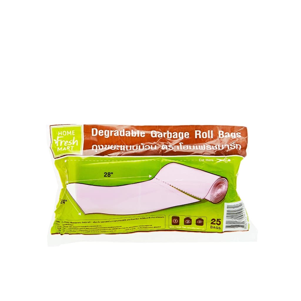 Home Fresh Mart Garbage Bags Roll Pink Color 24X28INC. 25PCS.