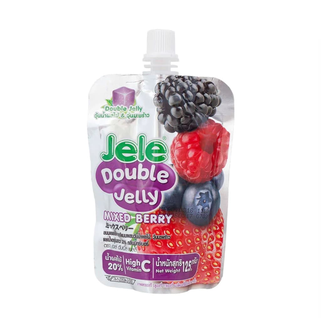 Jele Double Jelly Carrageenan with Nata De Coco Mixedberry Flavour 125G.