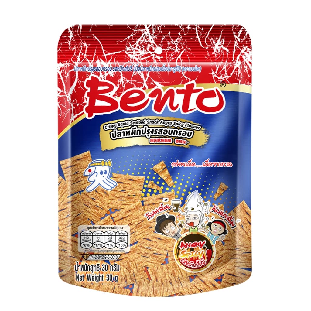 Bento Crispy Squid Seafood Snack Angry Spicy Flavour 30G.