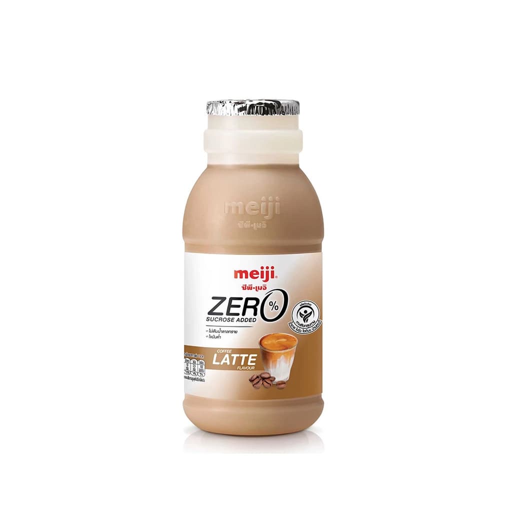 เมจิ นมพาสเจอร์ไรส์ รสกาแฟลาเต้ สูตรไม่เติมน้ำตาลทราย 200มล.