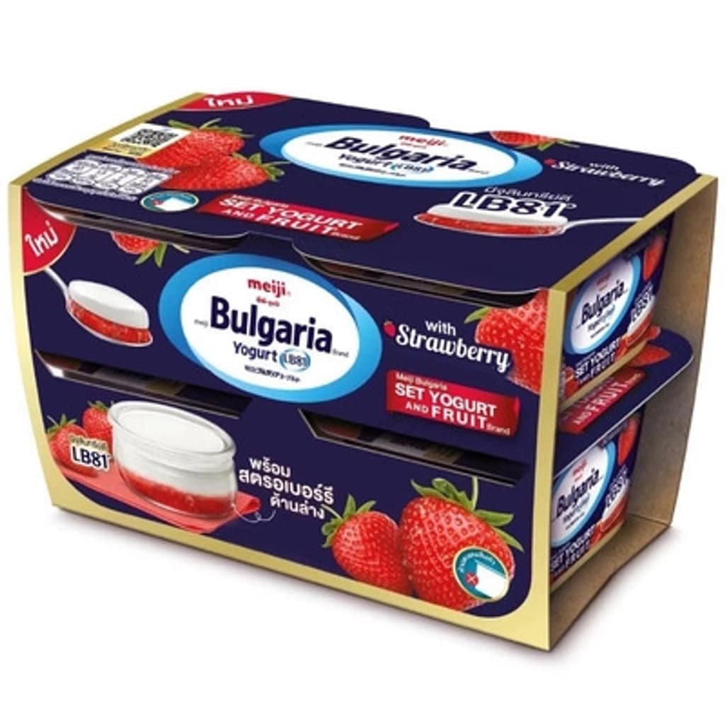 MEIJI BULGARIA WITH STRAWBERRY 110G P8 (MEIJI BULGARIA SET YOGHURT AND FRUIT BRAND)