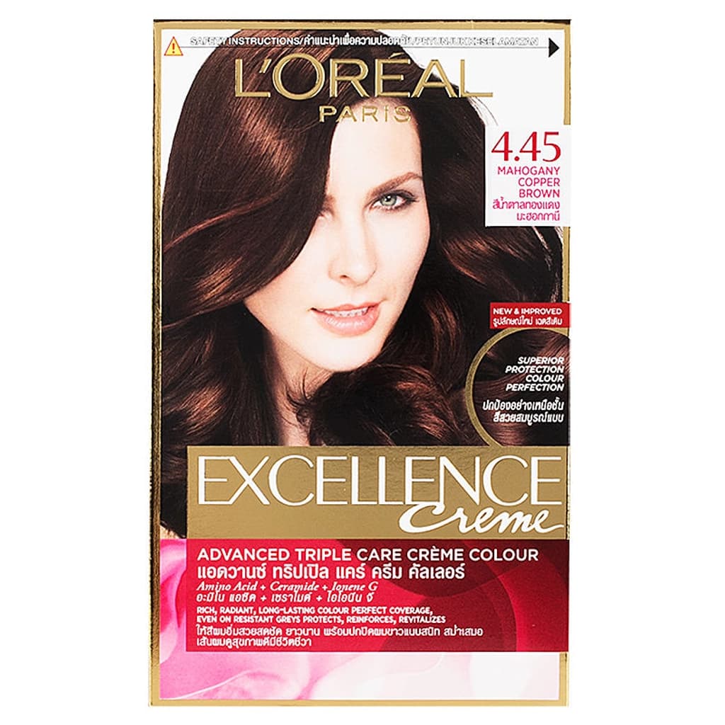 L'oreal Paris Excellence Crème Abvenced Triple Care crème Color#4.45 Mahogany Copper Brown 172ML.