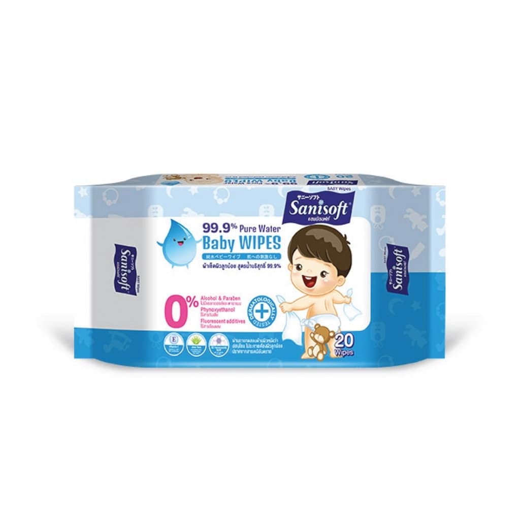 Sanisoft 99.9% Pure Water Baby Wipe 20 Sheets