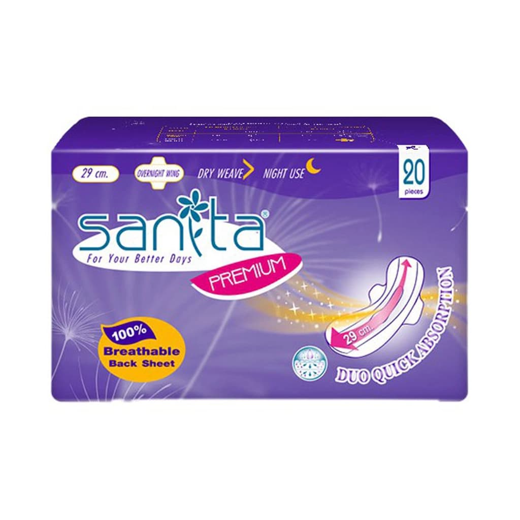 แซนนิต้า ผ้าอนามัยกลางคืนมีปีก 20ชิ้น