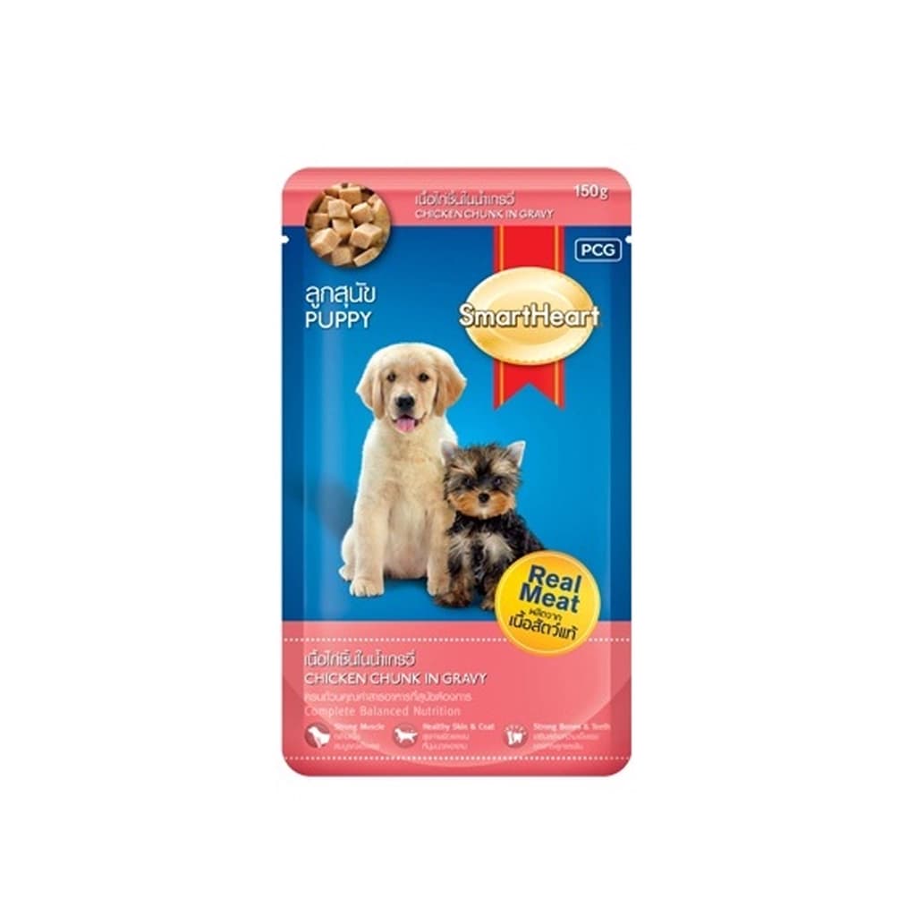 SmartHeart Pouch Chicken Chunk In Gravy Puppy Food 130G.