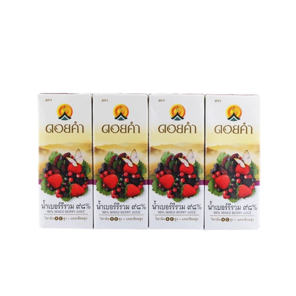 Doikham Mixed Berry Juice 98 Percent 200ML. Pack 4