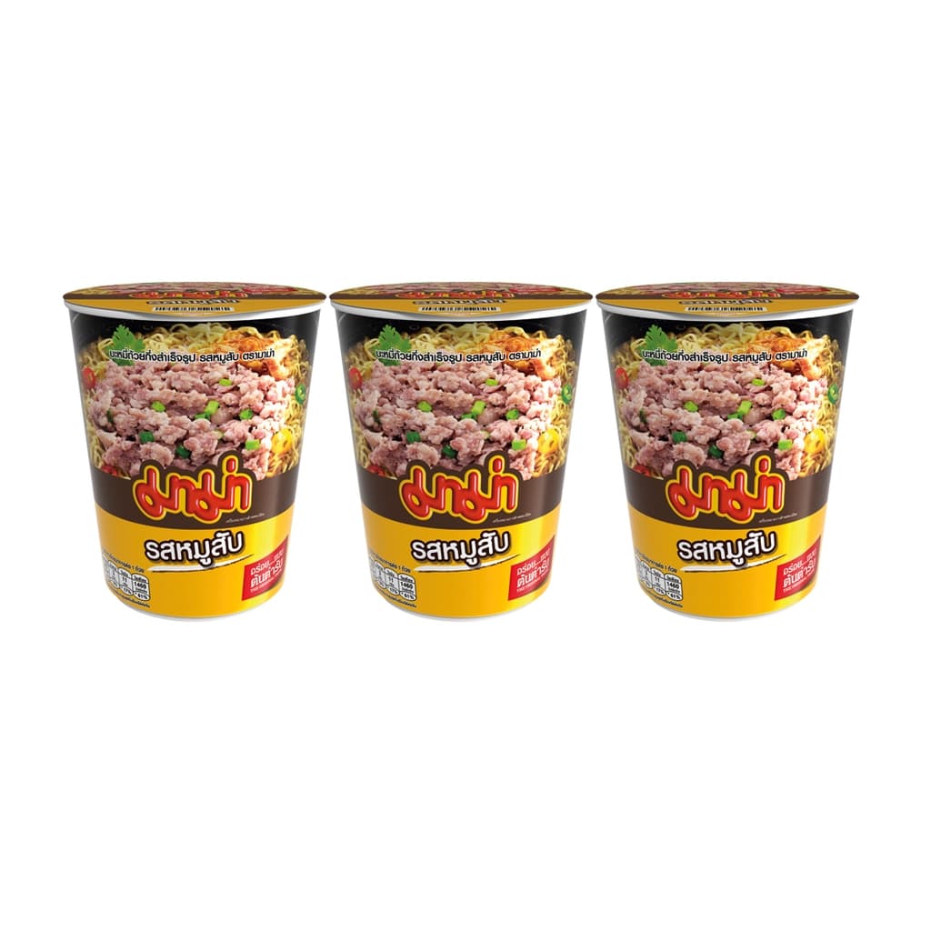Mama Cup Instant Noodles Pork 60G. Pack 3