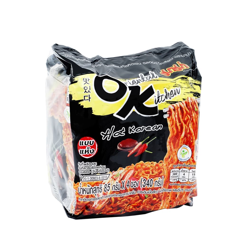 Mama Instant Noodles Oriental Kitchen Hot Korean 85G. Pack 4