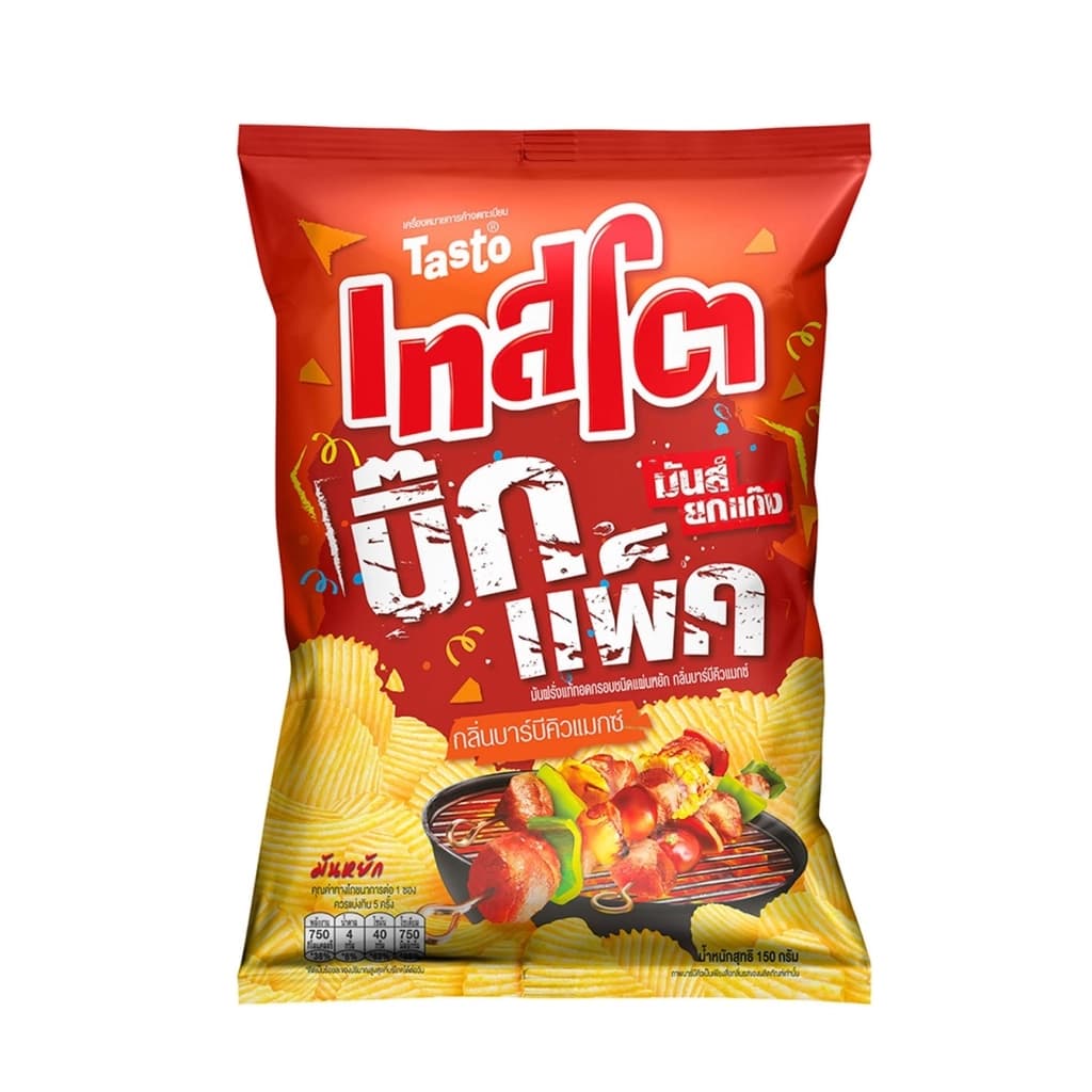 Tasto Ridged Potato Chips Barbecue Max Flavor Big Pack 150 G.
