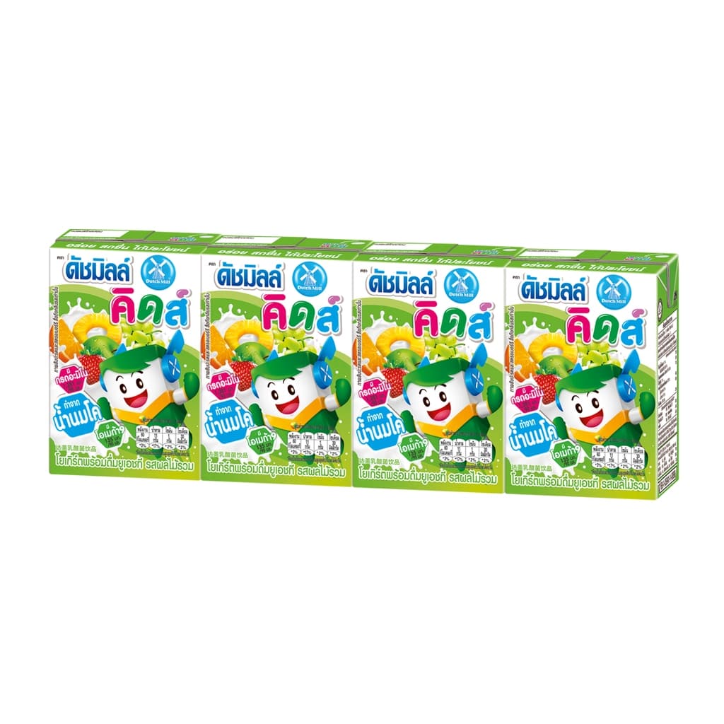 Dutch Mill Kids Drinking Yoghurt UHT Milk Mix Fruit 90ML. Pack 4