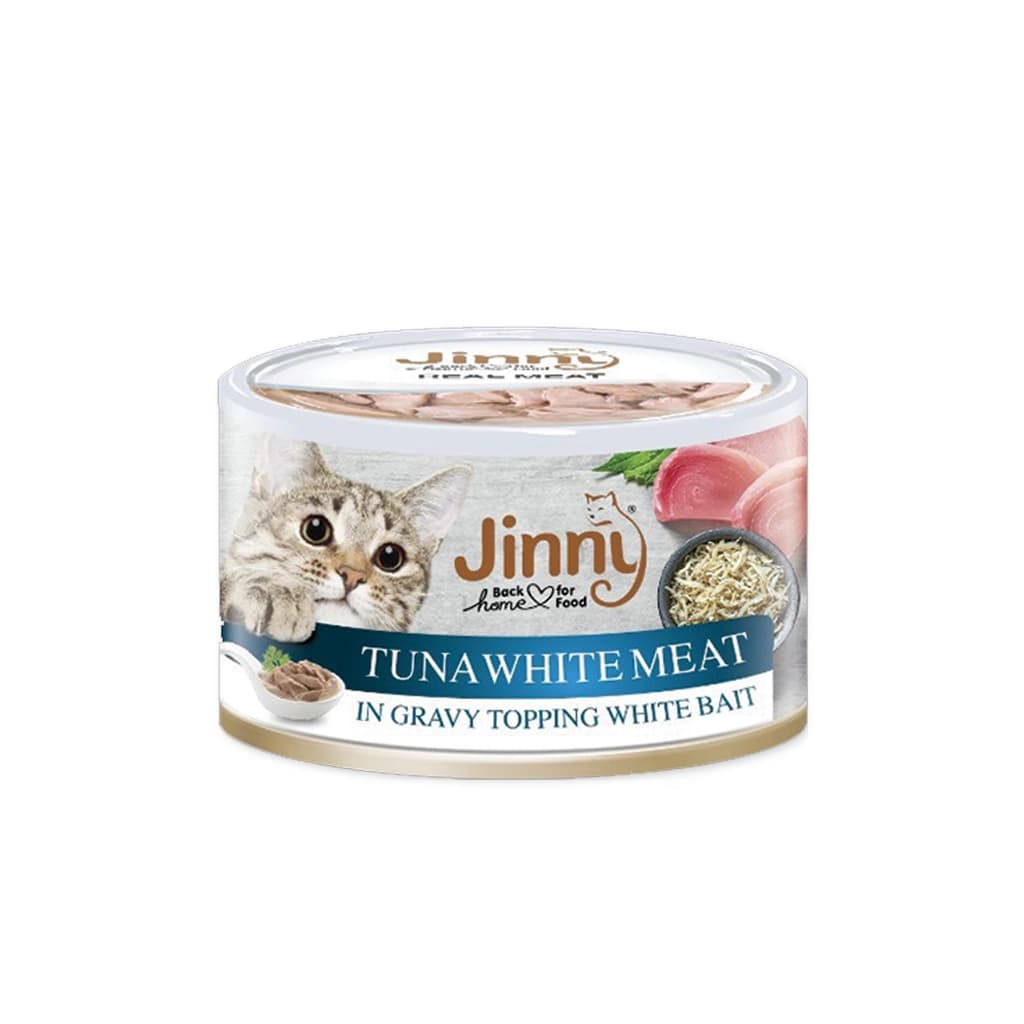 Jinny Cat Food Tuna White Meat in Gravy Topping White Bait 85G.