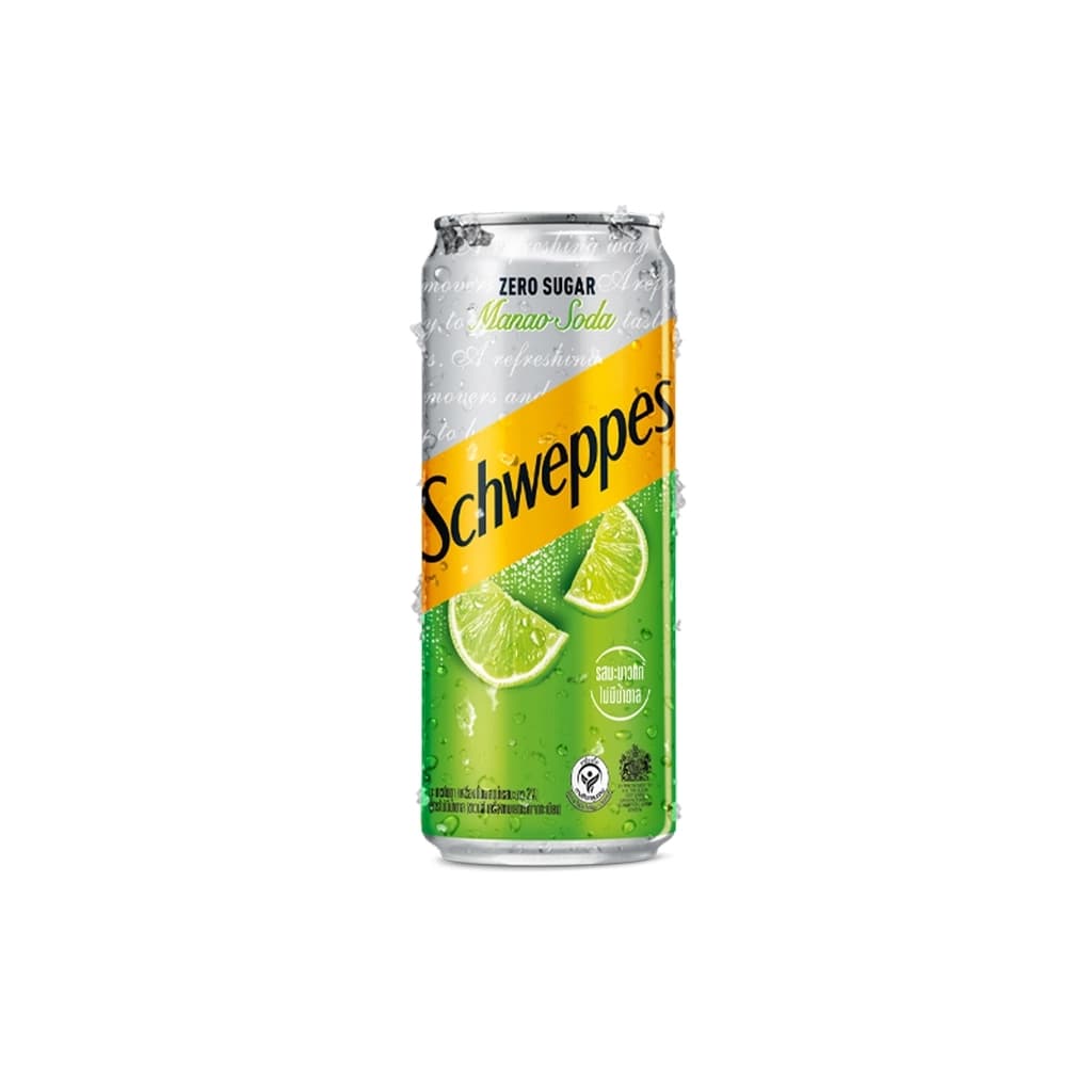 Schweppes Soft Drink Lime Soda Zero Sugar 330ML Single