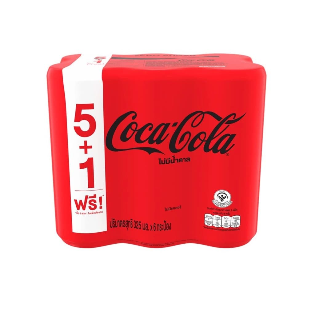 Coke Soft Drink Zero Sugar 325ML. Pack 5+1