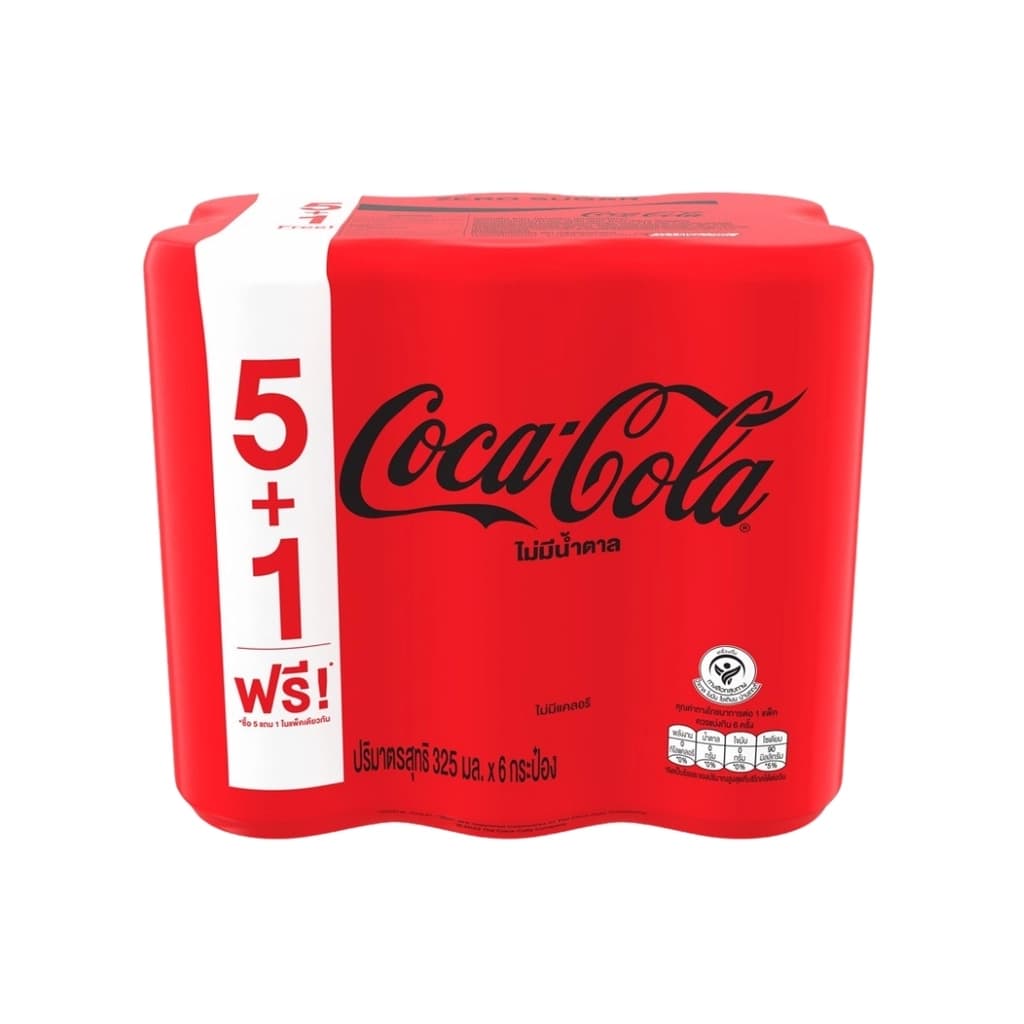 Coke Soft Drink Zero Sugar 325ML. Pack 5+1