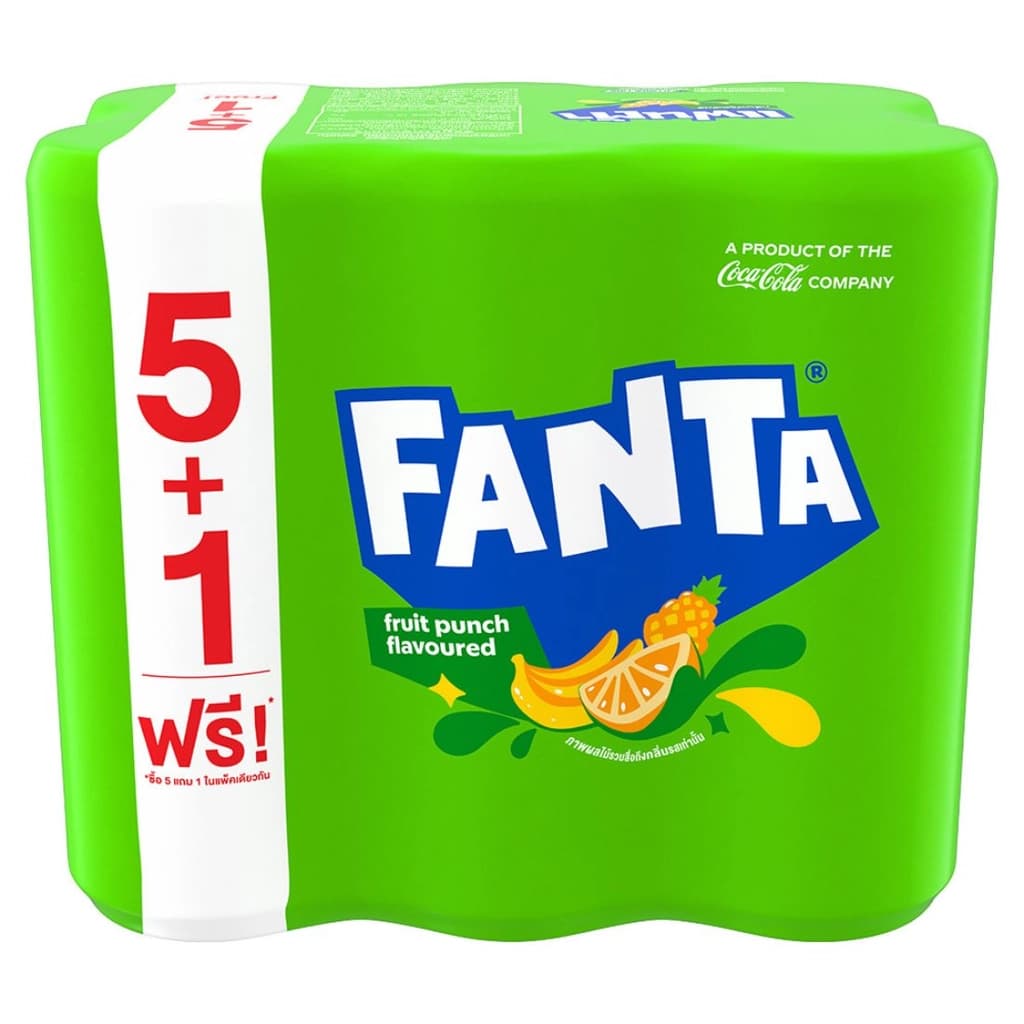 Fanta Soft Drink Fruit Punch (Green) 325ML. Pack 6