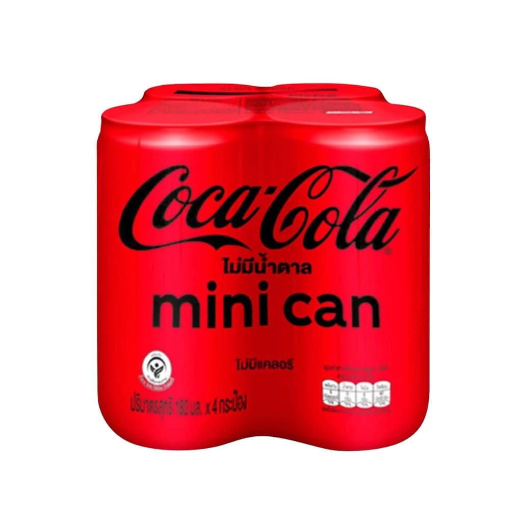 Coke Soft Drink Zero Sugar 180ML. Pack 4