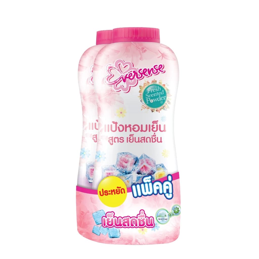 Eversense Fresh Scented Cooling Talcum Pink 280G. Pack 2