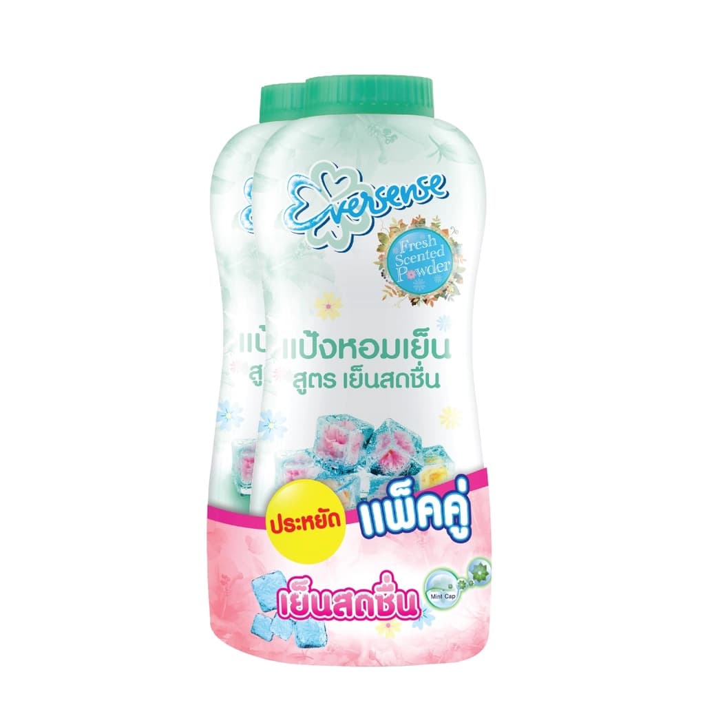 เอเวอร์เซ้นส์ แป้งหอมเย็นสูตรเย็นสดชื่น สีเขียว 280ก. แพ็ค 2