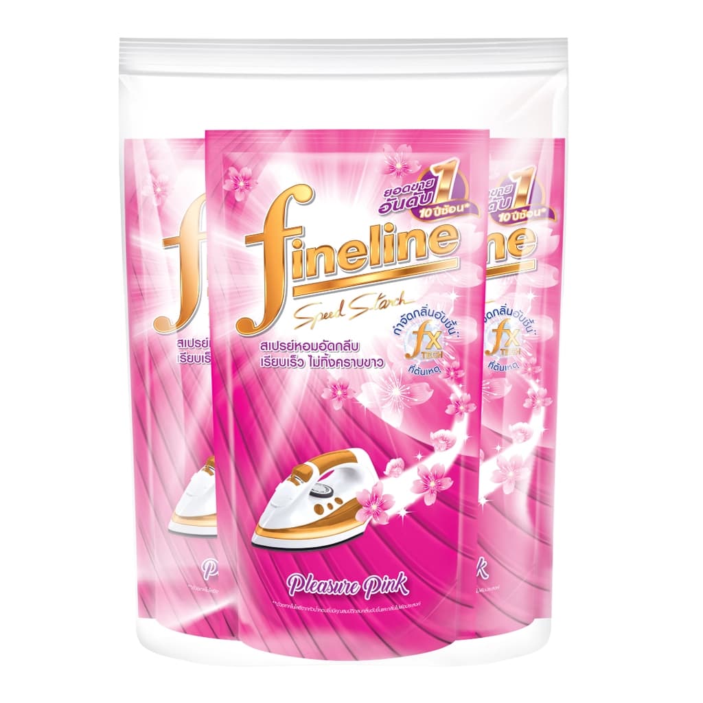 ไฟน์ไลน์ ผลิตภัณฑ์รีดผ้าอัดกลีบสีชมพูถุงเติม 500มล. แพ็ค 3