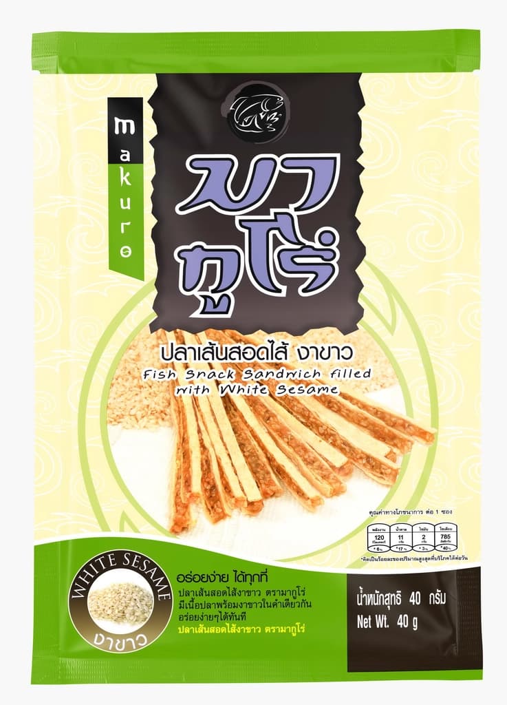 Maguro Sandwich Fish Snack Filled With  White Sesame 40G.