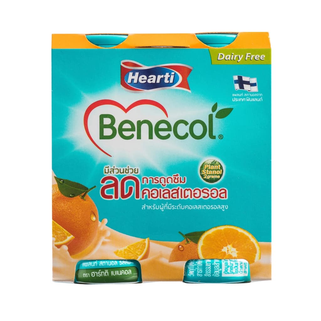 Hearti Benecol Orange Flavour Dietary Supplement Product Plant Stanol 70ML. Pack 4