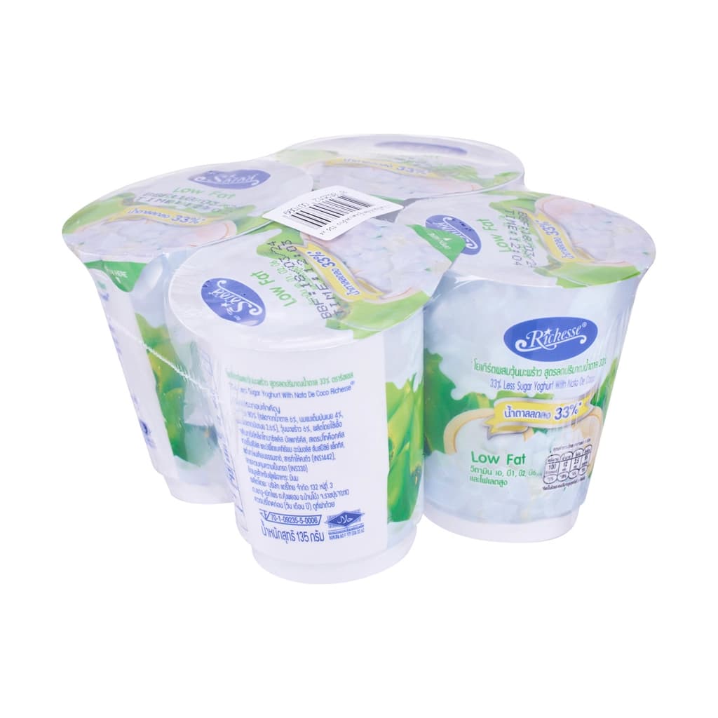 Richesse Yoghurt with Nata De Coco 135G. Pack 4