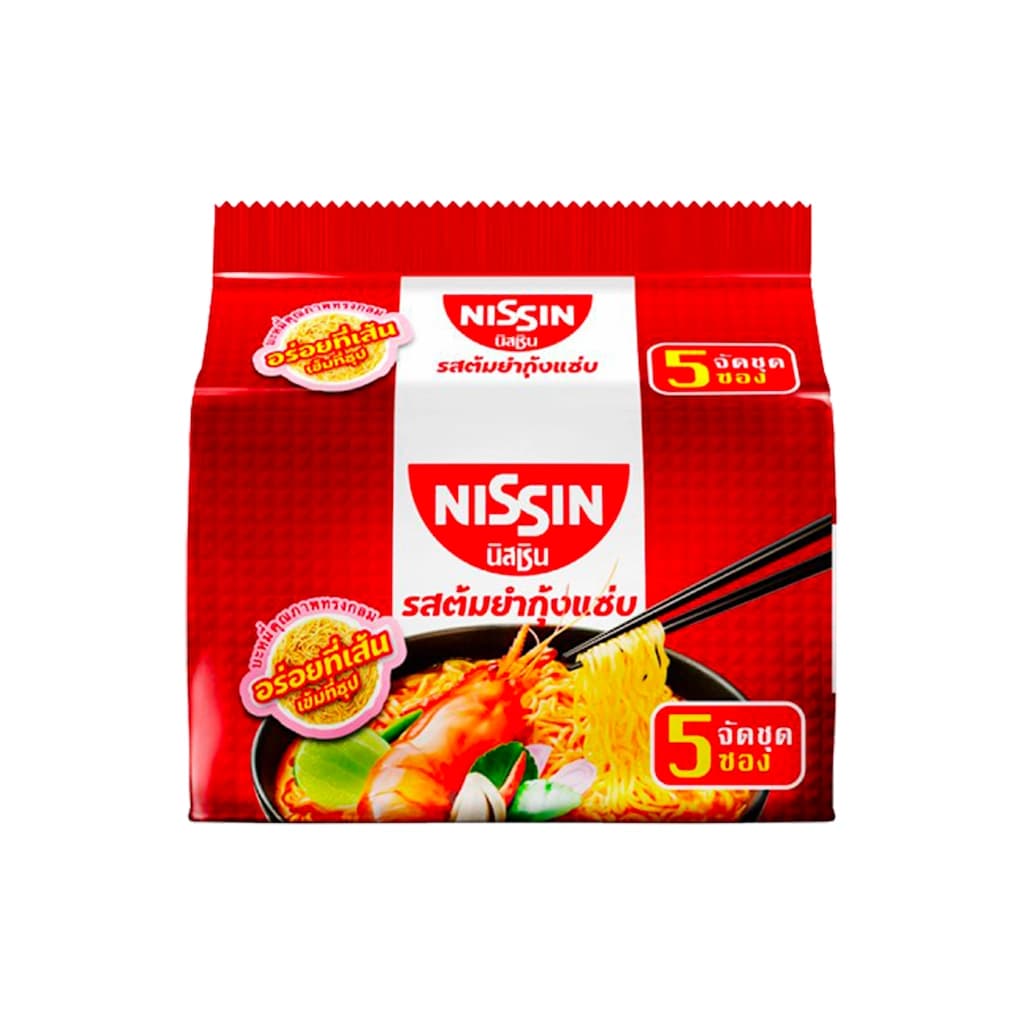 นิสชิน บะหมี่กึ่งสำเร็จรูป รสต้มยำกุ้งแซ่บ 60ก. แพ็ค 5
