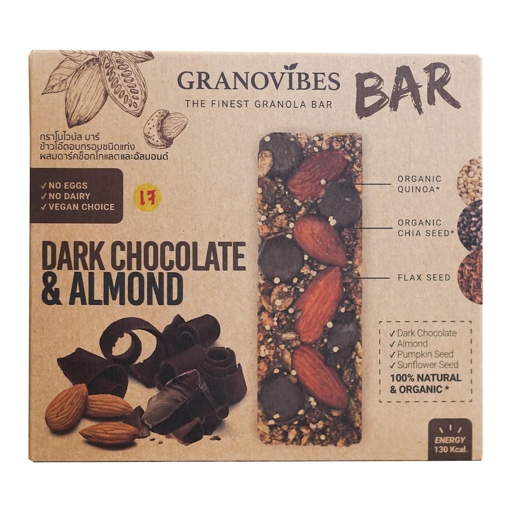 Granovibes Granola Bar Dark Chocolate & Almond 168G.