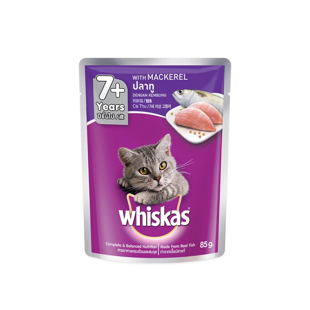 Whiskas Pouch Cat Food Senior Mackerel Flavour 85G.