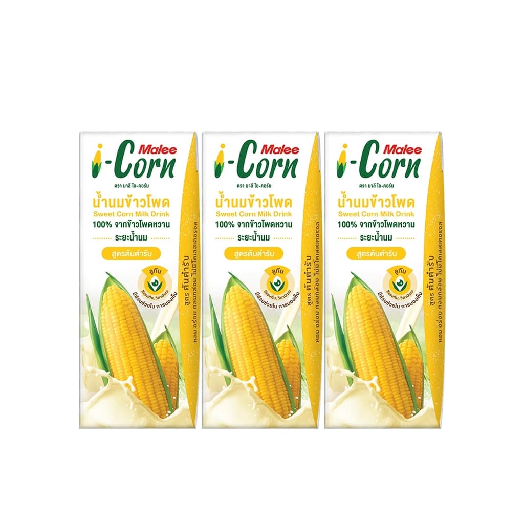 Malee Sweet Corn Milk Drink Original 180ML. Pack 3